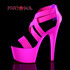 Adore-769UV, Side view Neon Pink Criss Cross Strappy Sandal with Black Light Reactive