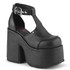 Camel-103, Black Vegan Leather Chunky Heel T-Strap Sandal | Demonia Women Shoes
