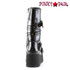 Platform Goth Punk Calf Boot with Wrap Around Strap, Full Inner Side Zipper back view