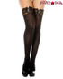 ML-4748, Adjustable Lace Band Black Stockings by Music Legs