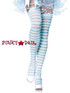 White/Light Blue Striped Nylon Colored Stockings | Leg Avenue (6005)