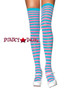 Pink/Blue Striped Nylon Colored Stockings | Leg Avenue (6005)