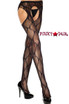 ML-933, Black Bow Lace Suspender Pantyhose by Music Legs