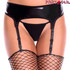 ML-7726, Black Wet Look Garterbelt by Music Legs