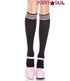 Black Knee High Sock with Baby Pink Striped Top by Music Legs ML-5736