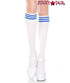 ML-5736, White Knee High Sock with Blue Striped by Music Legs