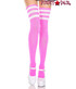 Music Legs ML-4245, Neon Pink Thigh High With White Athletic Striped