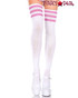 White Thigh High With Pink Athletic Striped by Music Legs ML-4245