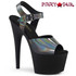 Pleaser | Adore-708N-DT, 7 Inch Sandal Pewter Hologram Platform