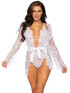 LA86112, White Lace Teddy and Matching Lace Robe