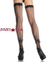 9025, Fishnet Stocking with Backseam and Satin Bow on Back