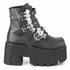 ASHES-55, Black Vegan Leather Goth Chunky Platform with Bats Buckle By Demonia