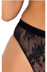 LA86116, Black Lace Halter top and High Waisted Thong close up view by Leg Avenue