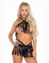 Leg Avenue | LA89268, Fringe Halter Top and Bikini color Black