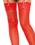 LA-1011, Red Nylon Stockings Sheer Lace Top