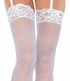 LA-1011, White Nylon Stockings Sheer Lace Top By Leg Avenue