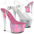 Sky-308OF, Ankle Strap Sandal with Opal Ornaments on Platform by Pleaser