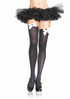 LA-6255, Black Opaque Stockings with White Satin Bow