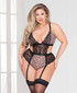 STM-11067X Plus Size Lace and Leopard Print Teddy by Seven Till MIdnight