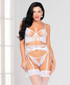 STM-11114, Lurex  White Lace Bra and Garter Set Seven Til Midnight