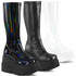 Shaker-65, Wedge Knee High Boots  color Black Hologram by Demonia