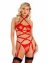 LI421, Red Lacey Criss Cross Teddy by Roma