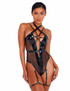 LI435, Black Vinyl Strappy Bodysuit by Roma