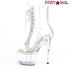 Pleaser Clearance Clear Boots Adore-1021C-2, 7" Lace-up Peep-Toe Ankle Boots