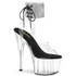 Adore-791-2RS, Clear/Black/Clear 7" Rhinestones Ankle Cuff Sandal