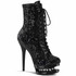 6" Black Sequins Lace-up Ankle Boots with Rhinestones in Mid Platform Blondie-R-1020SQ, by Pleaser