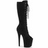 Flamingo-2051FS, 8" Black Suede Lace-up Knee High Boots by Pleaser