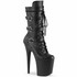 Flamingo-1053, 8" Black Fetish Lace-up Mid Calf Boots with Triple Buckles by Pleaser