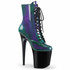 Flamingo-1020SHG, 8" Purple/Green Hologram Lace-up Stripper Ankle Boots by Pleaser