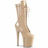 Flamingo-1050, 8" Nude Lace-up Mid Calf Boots by Pleaser