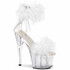 Adore-724F, 7" White Marabou Fur Ankle Cuff Platform Sandal by Pleaser