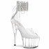 Adore-724RS, 7" Clear Rhinestones Exotic Dancer Ankle Cuff Platform Sandal by Pleaser
