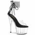 Adore-724RS, 7" Rhinestones Stripper Ankle Cuff Platform Sandal Clear/Black/Clear by Pleaser