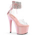 Adore-724RS, Clear/Baby Pink 7" Rhinestones Stripper Ankle Cuff Platform Sandal by Pleaser