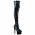 Adore-3000HWR, 7" Black Fetish Thigh High Hologram Boots by Pleaser