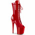 Flamingo-1051, 8" Red Exotic Dancer Peep Toe Mid Calf Lace-up Boots by Pleaser