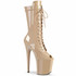 Flamingo-1051, 8" Nude Peep Toe Mid Calf Lace-up Boots by Pleaser