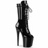 Flamingo-1051, 8" Black Fetish Peep Toe Mid Calf Lace-up Boots by Pleaser