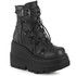 Shaker-60 Black Gothic Wedge Dual Buckle Ankle Boots By Demonia Cult