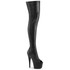 Adore-30117, 7" Black Faux Leather Stretch Thigh High Boots by Pleaser