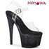 Adore-708SS, 7" Heel Black Holographic Effect Platform by Pleaser
