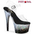 Adore-708SS, 7" Silver Heel Holographic Effect Platform by Pleaser