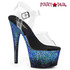 Adore-708SS, 7" Blue Heel Holographic Effect Platform by Pleaser 