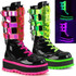 Slacker-156, Mid-Calf Boots with Blacklight Reactive Shield by Demonia