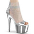 Adore-765RM, Silver Rhinestones Mesh Shootie Sandal by Pleaser