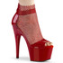 Adore-765RM, Red Rhinestones Mesh Shootie Sandal by Pleaser